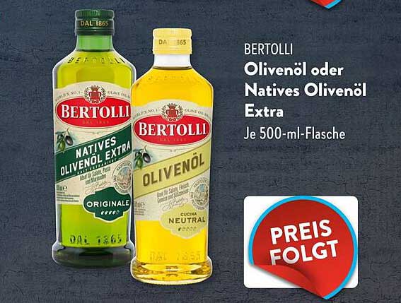 BERTOLLI Olivenöl oder Natives Olivenöl Extra – Je 500-ml-Flasche
