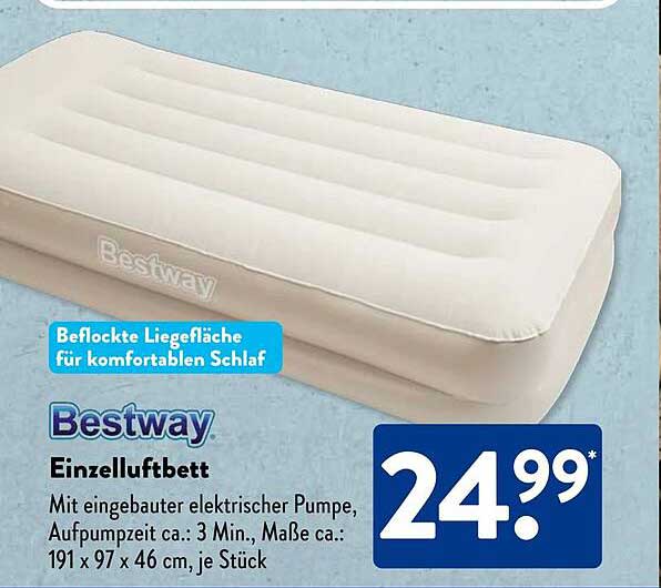 Bestway Einzel-Luftbett mit eingebauter elektrischer Pumpe