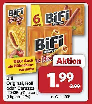 Bifi Original, Roll oder Carazza 120-135-g-Packung