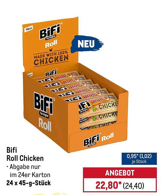 Bifi Roll Chicken - 24 x 45-g Stück im Karton