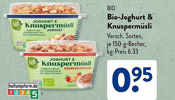 BIO Bio-Joghurt & Knuspermüsli 150-g-Becher, verschiedene Sorten