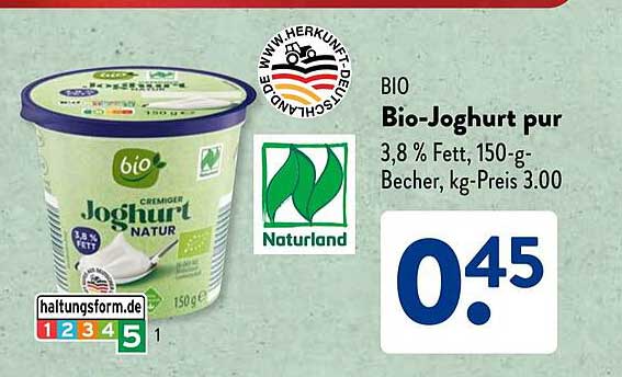 BIO Bio-Joghurt pur 3,8 % Fett, 150-g-Becher