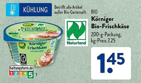 BIO Körniger Bio-Frischkäse 200-g-Packung