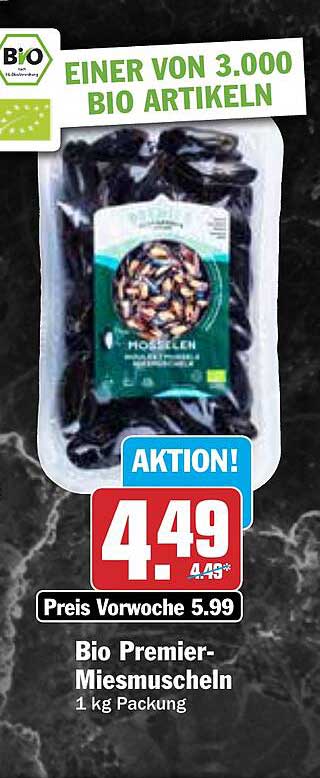 Bio Premier-Miesmuscheln 1 kg Packung