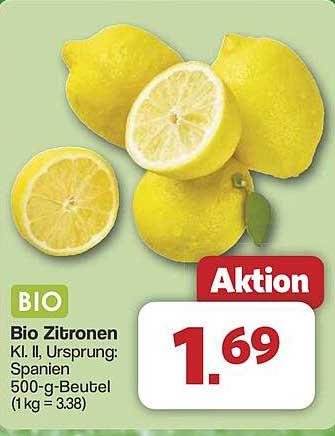 Bio Zitronen Kl. II, Ursprung: Spanien 500-g-Beutel