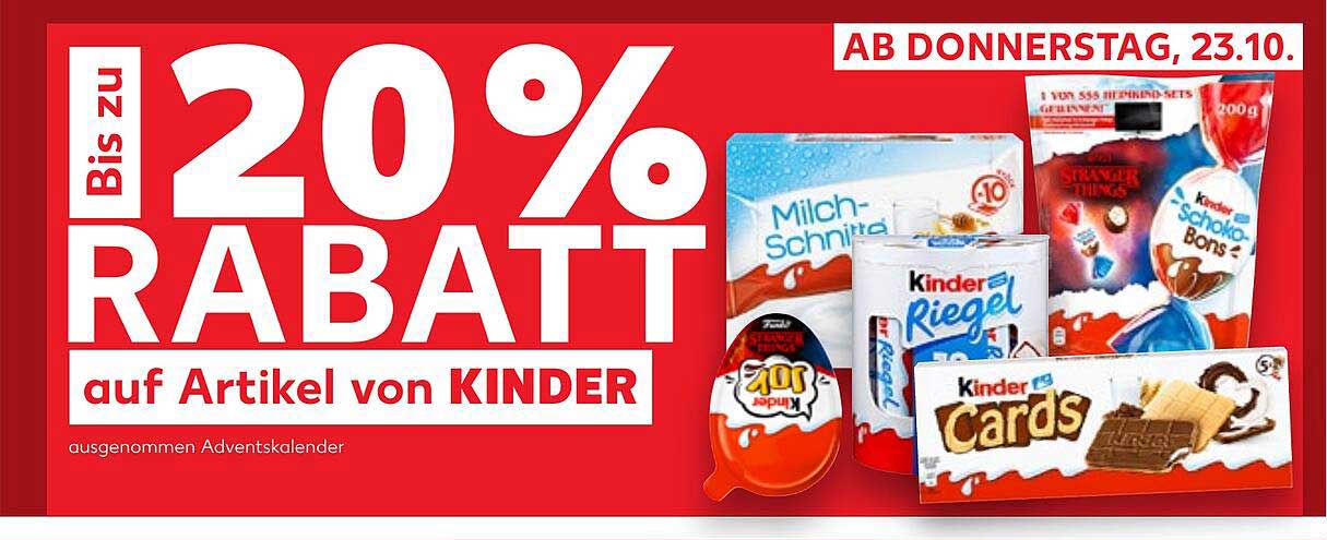 Bis zu 20% Rabatt auf Artikel von KINDER