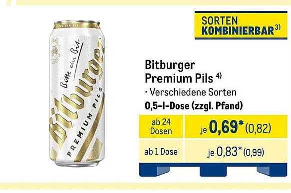 Bitburger Premium Pils – Verschiedene Sorten 0,5-l-Dose (zzgl. Pfand)