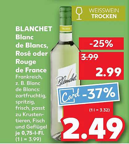 BLANCHET Blanc de Blancs, Rosé oder Rouge de France - Weisswein trocken