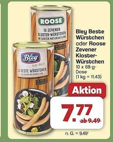 Bley Beste Würstchen oder Roose Zevener Kloster-Würstchen