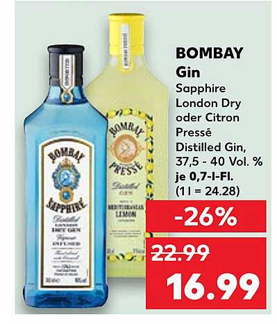 BOMBAY Gin Sapphire London Dry oder Citron Pressé – Distilled Gin