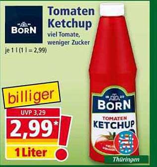 BORN Tomaten Ketchup 1 Liter - viel Tomate, weniger Zucker