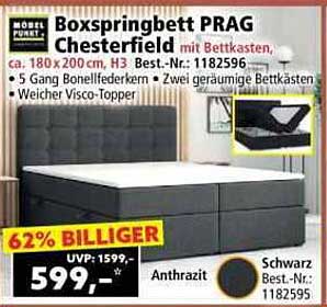 Boxspringbett PRAG Chesterfield mit Bettkasten