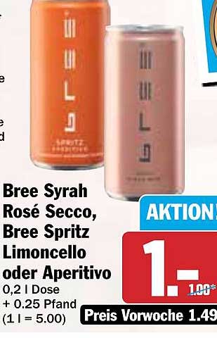 Bree Syrah Rosé Secco, Bree Spritz Limoncello oder Aperitivo