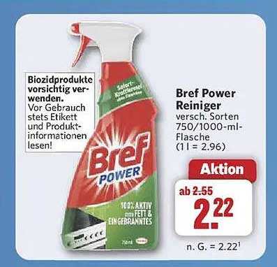 Bref Power Reiniger - 750/1000 ml Flasche