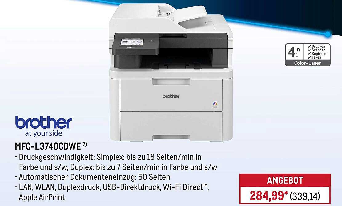 Brother MFC-L3740CDWE - 4-in-1 Farb-Multifunktionsdrucker