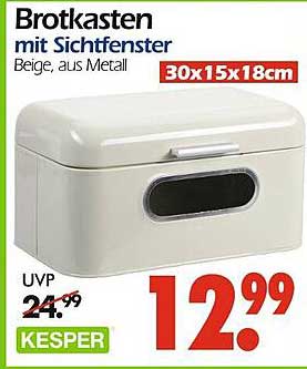 Brotkasten mit Sichtfenster - Beige, aus Metall