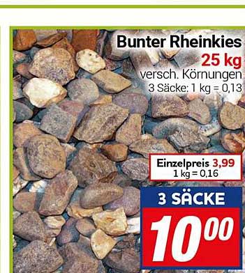 Bunter Rheinkies 25 kg - Verschiedene Körnungen im Angebot