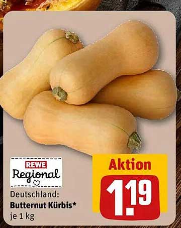 Butternut Kürbis - Aktion bei REWE Regional