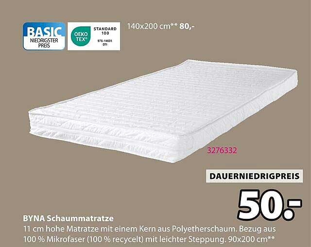 BYNA Schaum-Matratze 140x200 cm