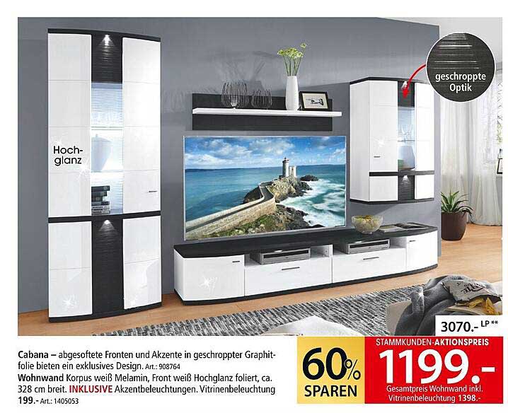 Cabana Wohnwand mit akzentuierter Beleuchtung und hochwertiger Optik