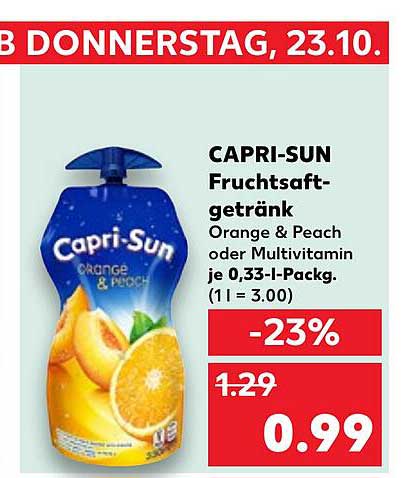 CAPRI-SUN Fruchtsaftgetränk Orange & Peach oder Multivitamin je 0,33-I-Packg.