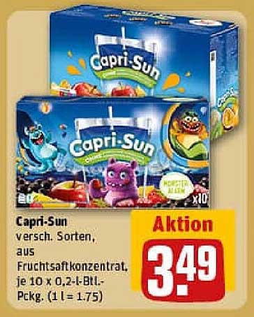 Capri-Sun versch. Sorten, aus Fruchtsaftkonzentrat, je 10 x 0,2-l-Btl.