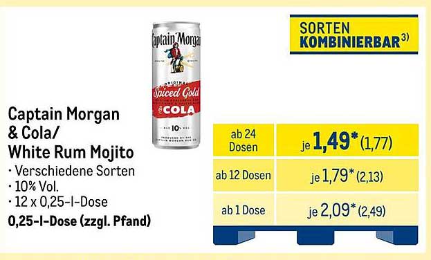 Captain Morgan & Cola / White Rum Mojito, verschiedene Sorten