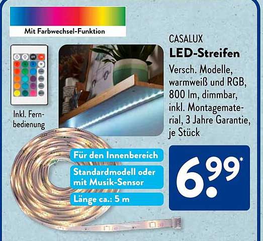 CASALUX LED-Streifen – verschiedene Modelle mit Farbwechsel-Funktion