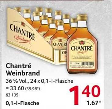 Chantré Weinbrand 36 % Vol., 24 x 0,1-l-Flasche