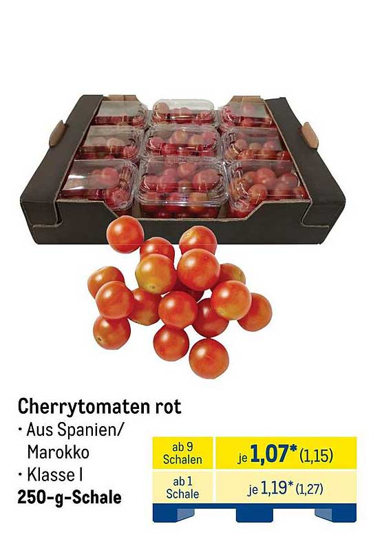 Cherrytomaten rot aus Spanien/Marokko - 250-g-Schale