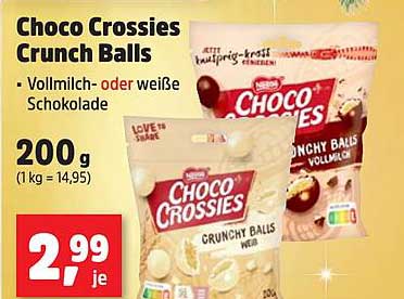 Choco Crossies Crunch Balls - Vollmilch- oder weiße Schokolade
