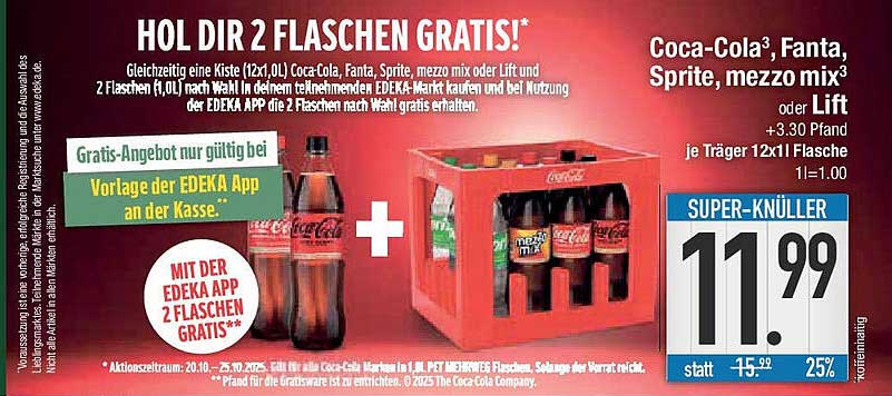 Coca-Cola, Fanta, Sprite oder mezzo mix – 12er Kiste zum attraktiven Preis