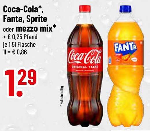 Coca-Cola*, Fanta, Sprite oder mezzo mix* 1,5l für nur 1,29 €