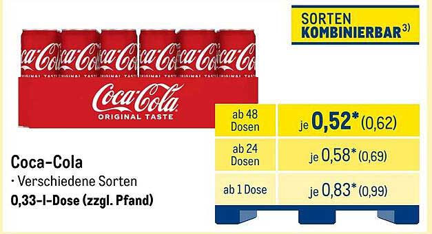 Coca-Cola - Verschiedene Sorten, 0,33-l-Dose (zzgl. Pfand)
