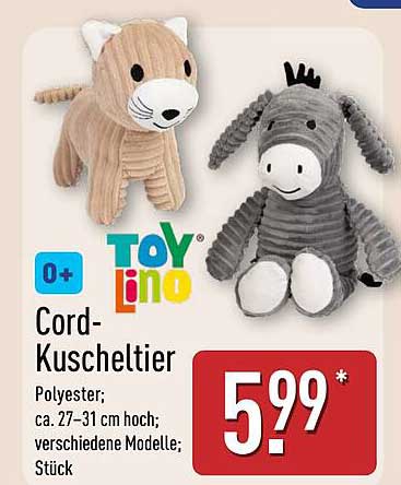 Cord-Kuscheltier von ToyLino - Niedliche Begleiter für die Kleinsten