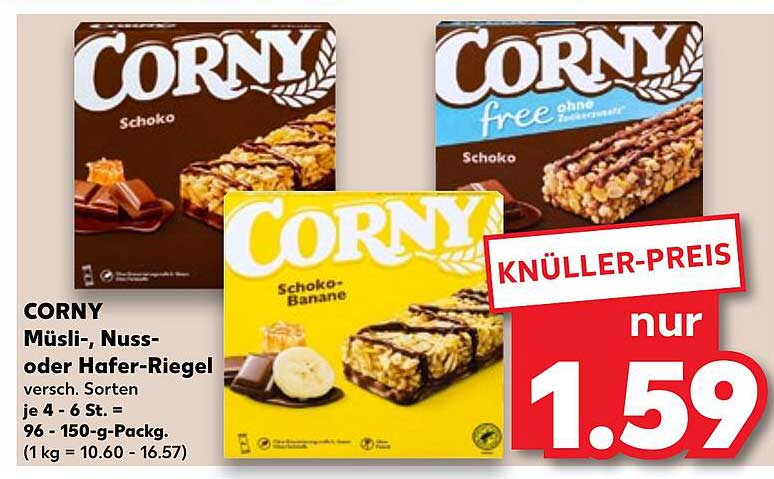 CORNY Müsliriegel in verschiedenen Sorten für nur 1,59 €