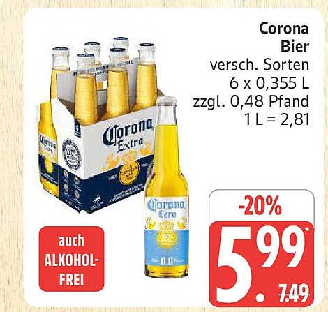 Corona Bier 6 x 0,355 L - jetzt nur 5,99€!