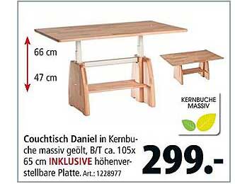 Couchtisch Daniel in Kernbuche massiv geölt