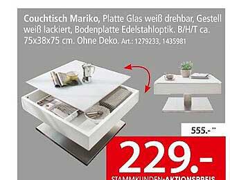 Couchtisch Mariko - Weiße Glasplatte und edelstahloptisches Gestell