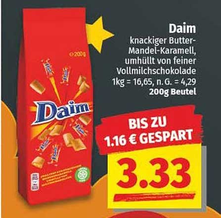 Daim 200g Beutel - Knackiger Butter-Mandel-Karamell in Vollmilchschokolade