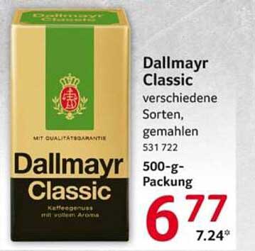 Dallmayr Classic, verschiedene Sorten, gemahlen 500-g-Packung