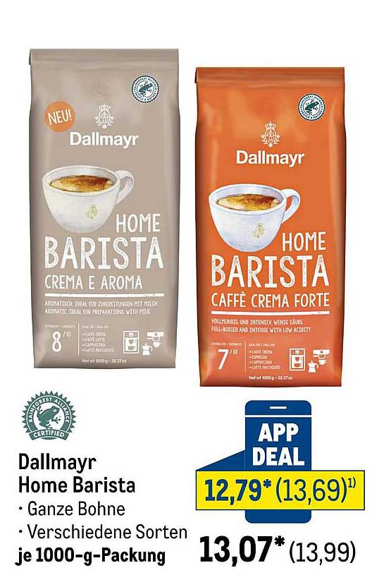 Dallmayr Home Barista - Ganze Bohne, verschiedene Sorten je 1000-g-Packung