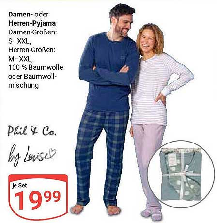 Damen- oder Herren-Pyjama von Phil & Co
