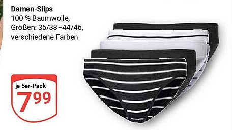 Damen-Slips 100 % Baumwolle, Größen: 36/38–44/46, verschiedene Farben