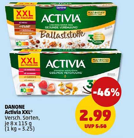 DANONE Activia XXL – Verschiedene Sorten, je 8 x 115 g