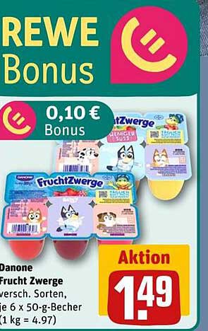 Danone Frucht Zwerge 6 x 50-g-Becher – verschiedene Sorten