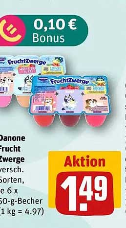 Danone FruchtZwerge 6 x 50-g-Becher, verschiedene Sorten