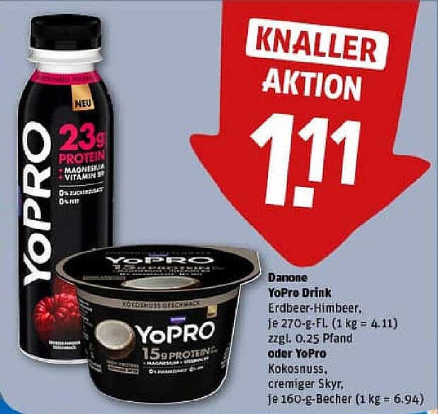 Danone YoPro Drink Erdbeer-Himbeere und Kokosnuss