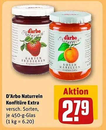 D’Arbo Naturein Konfitüre Extra 450 g – Garten Erdbeeren & Rosen Marillen