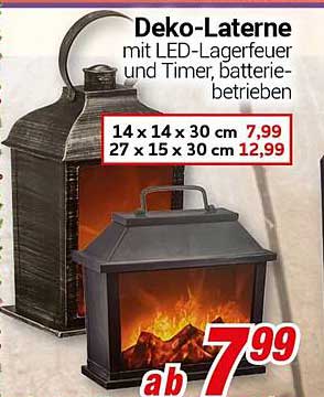 Deko-Laterne mit LED-Lagerfeuer und Timer, batteriebetrieben